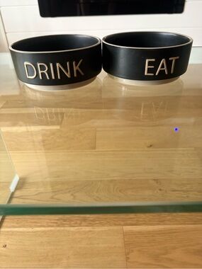 Top Paw Black 'DRINK' and 'EAT' Pet Bowls - Pair